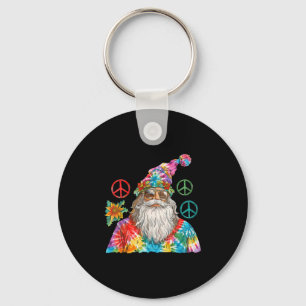 Gypsy Santa Claus Hipe Tie Dye Groovy Christmas  Key Ring