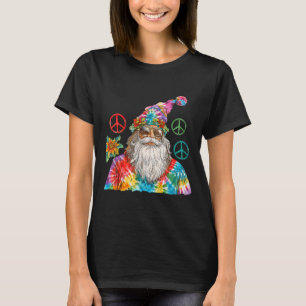 Gypsy Santa Claus Hipe Tie Dye Groovy Christmas T-Shirt