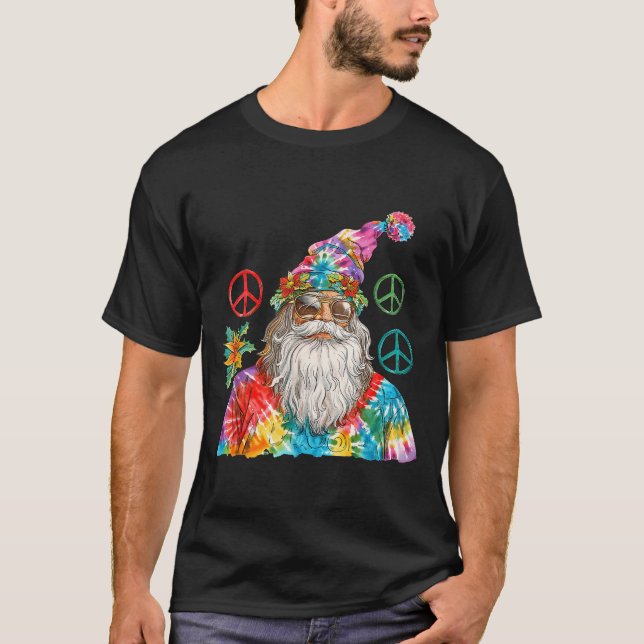 Gypsy Santa Claus Hipe Tie Dye Groovy Christmas  T-Shirt (Front)