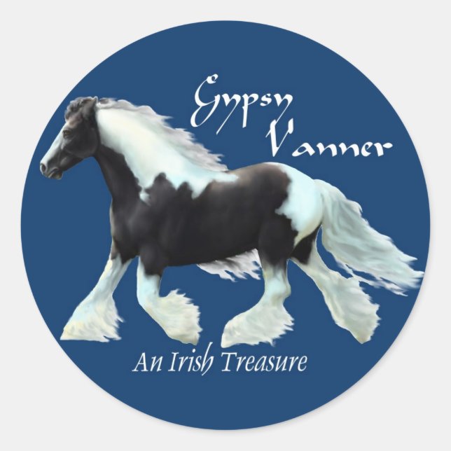 Gypsy Vanner, An Irish treasure Classic Round Sticker (Front)