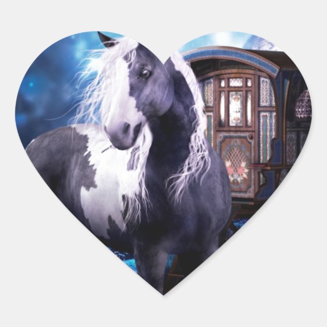 Gypsy Vanner Dreams Heart Sticker (Front)