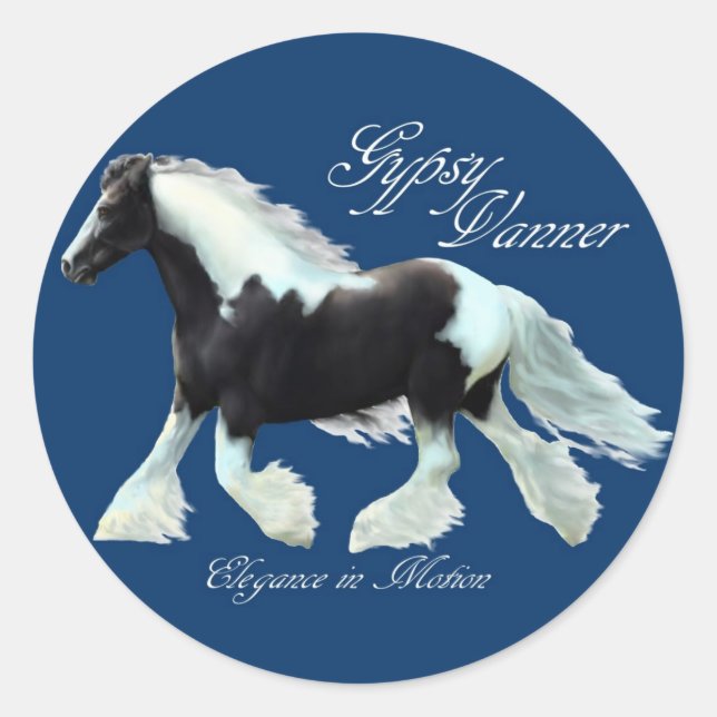 Gypsy Vanner, elegance in motion Classic Round Sticker (Front)