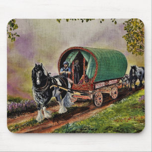 Gypsy Vanner horse Irish Caravan wagon  Mouse Pad