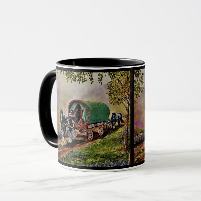 Gypsy Vanner horse Irish Caravan wagon  Mug (Front Left)