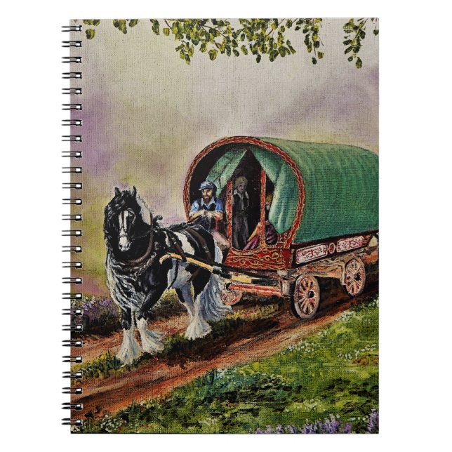 Gypsy Vanner horse Irish Caravan wagon  Notebook (Front)