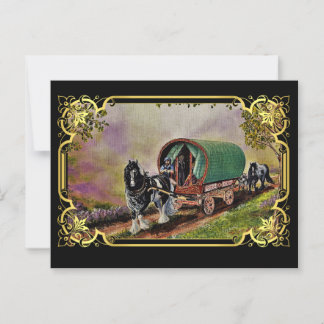 Gypsy Vanner Horse Irish Caravan Wagon Tapestry Postcard