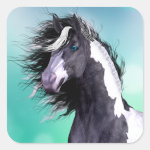 Gypsy Vanner Horse Large Square Stickers