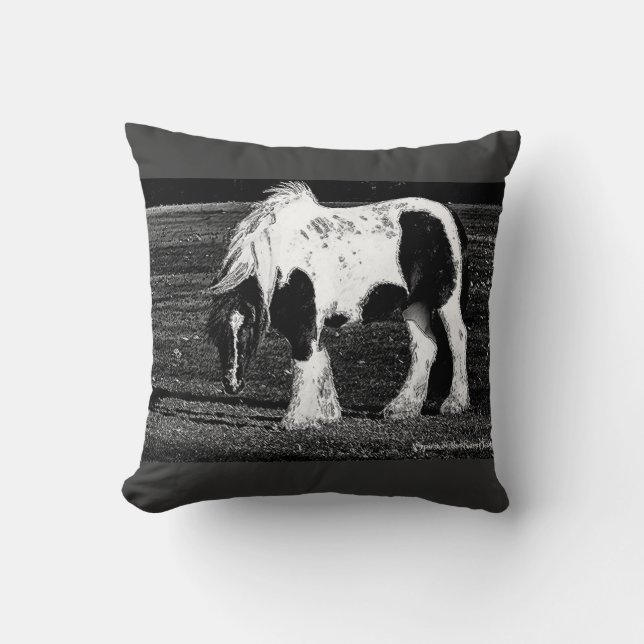 Gypsy Vanner Horse Photo art throw pillow (Front)