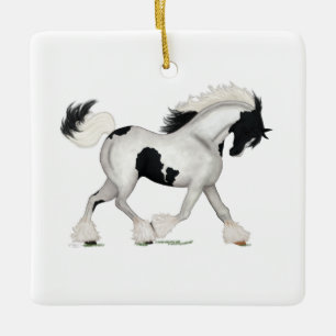 Gypsy Vanner Horse Pony Pinto Tobiano Piebald Ceramic Ornament