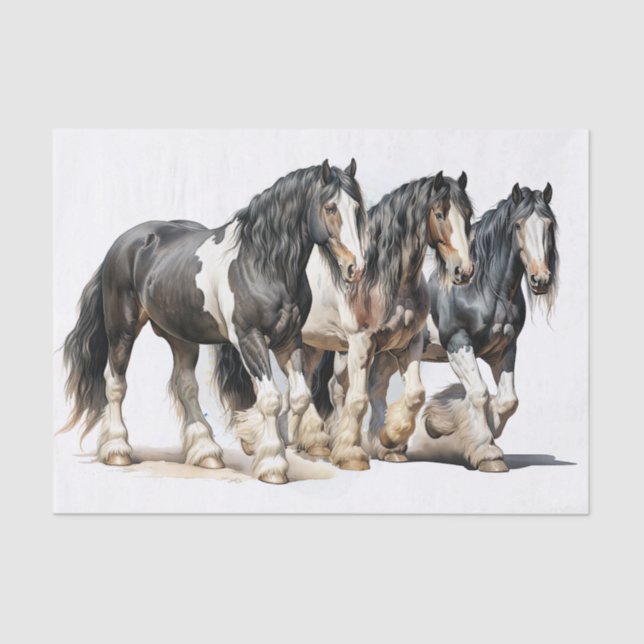 Gypsy-Vanner Horse Watercolor Decoupage Tissue Paper (Front)