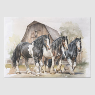 Gypsy-Vanner Horse Watercolor Decoupage Tissue Paper