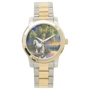 Gypsy Vanner Horse -Willow tree N Full Moon  Watch