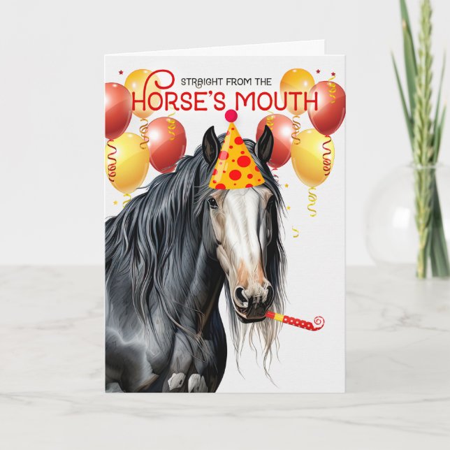 Gypsy Vanner Piebald Horse Funny Birthday Card (Front)