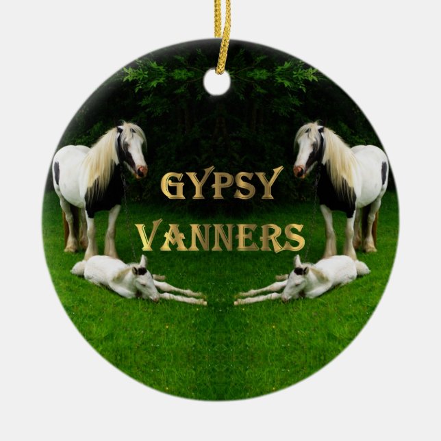 Gypsy Vanners Ceramic Tree Decoration (Front)
