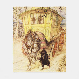 Gypsy Wagon – Golden Afternoon by Arthur Rackham Fleece Blanket