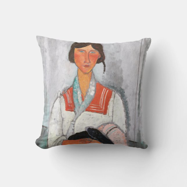 Gypsy Woman with Baby, Modigliani Cushion (Front)