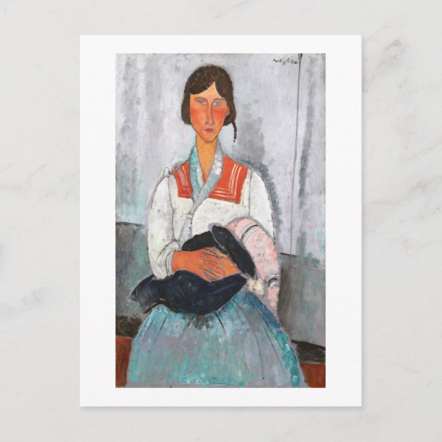 Gypsy Woman with Baby, Modigliani Postcard (Front)