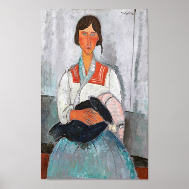 Gypsy Woman with Baby, Modigliani Poster (Front)