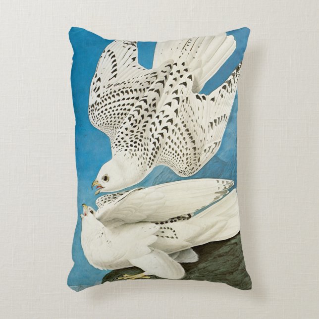 Gyrfalcons, aka Gerfalcons by John James Audubon Decorative Cushion (Front(Vertical))