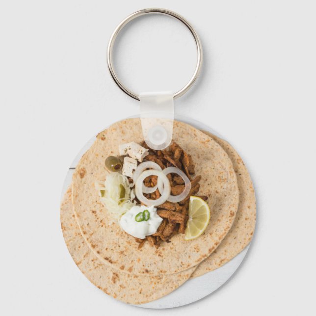 Gyros pita with tzatziki coleslaw olives and feta key ring (Front)