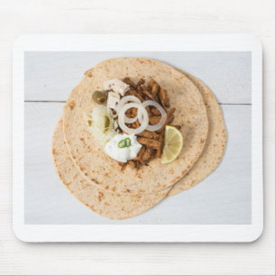 Gyros pita with tzatziki coleslaw olives and feta mouse pad