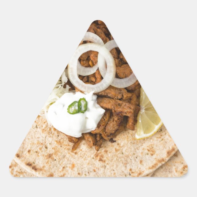 Gyros pita with tzatziki coleslaw olives and feta triangle sticker (Front)