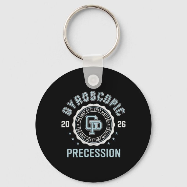 Gyroscopic Precession Disc Golf Physics Crest  Key Ring (Front)