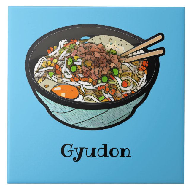 Gyudon (Japanese Beef Rice Bowl) Ceramic Tile (Front)