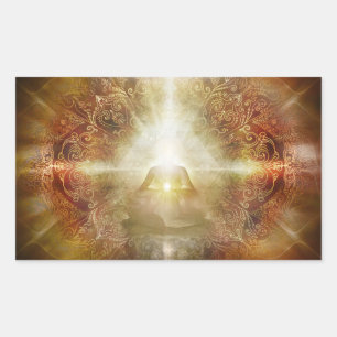 H048 Meditator Brown Rectangular Sticker