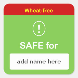 h1 - SAFE FOOD LABEL w/ Custom Name ~ WHEAT-FREE.