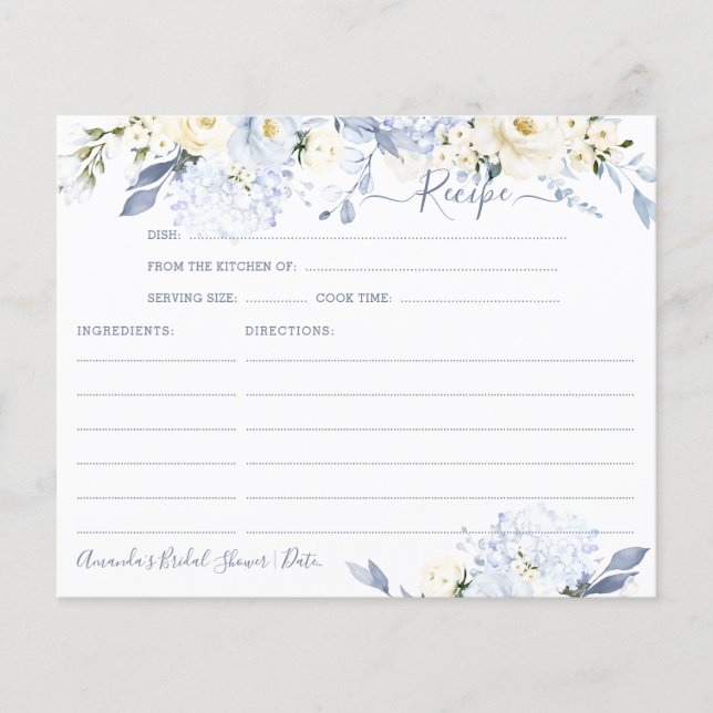 H2 Blue Hydrangea Cream Roses Recipe Card (Front)