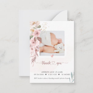 H2 Dusty Rose Birth Announcement Shower Thank You