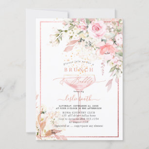 H2 Dusty Rose Blush Hydrangea Brunch Bubbly Invit Invitation