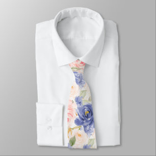 H2 Flowers Mediterranean Blue Blush Pink Roses Tie