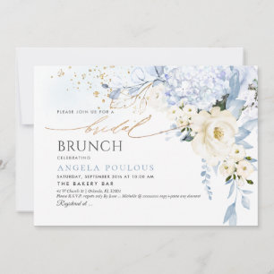 H2 Flowers White Ice Blue Bridal Brunch Invitation