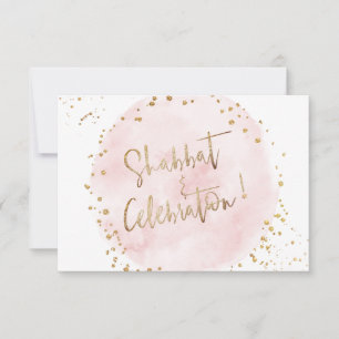 H2 Pink Cotton Shabbat Mitzvah Celebration Invitation