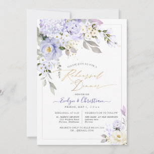 H2 Purple Hydrangea Cream Roses Rehearsal Dinner Invitation
