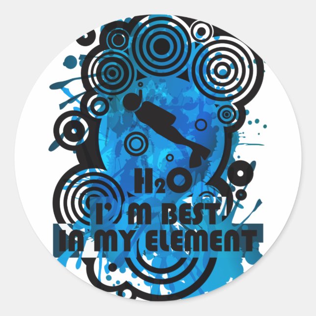 H2O_DIVER CLASSIC ROUND STICKER (Front)