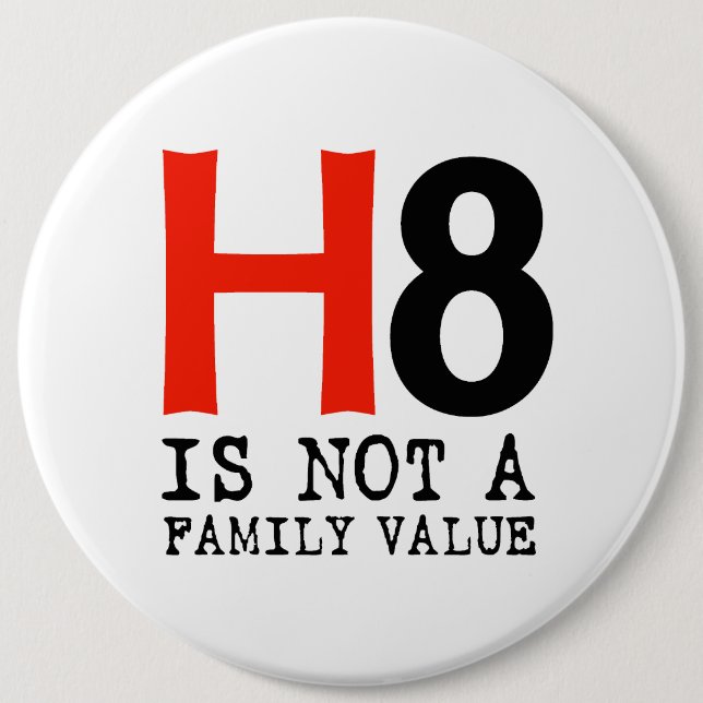 H8 is not a family value 6 cm round badge (Front)