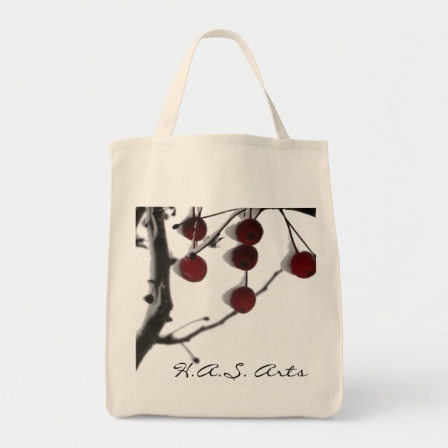 H.A.S. Arts Winter Red Berries Tote Bag (Front)