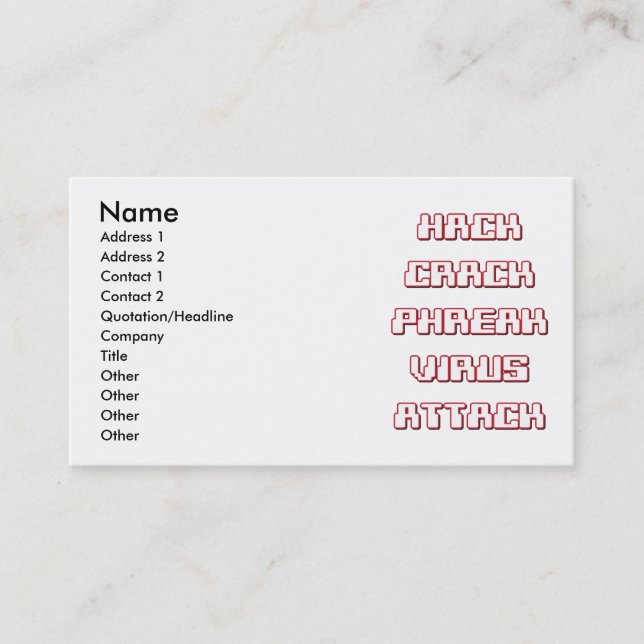 H/C/P/V/A BUSINESS CARD (Front)