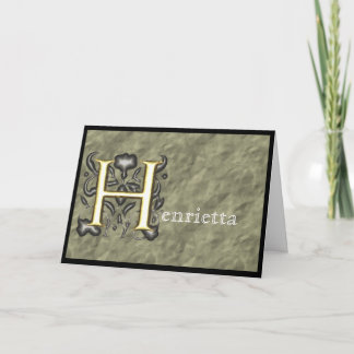 H - Embossed Vintage Monogram (Gold) Note Card