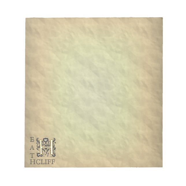 H - Embossed Vintage Monogram (Gold) Notepad (Front)