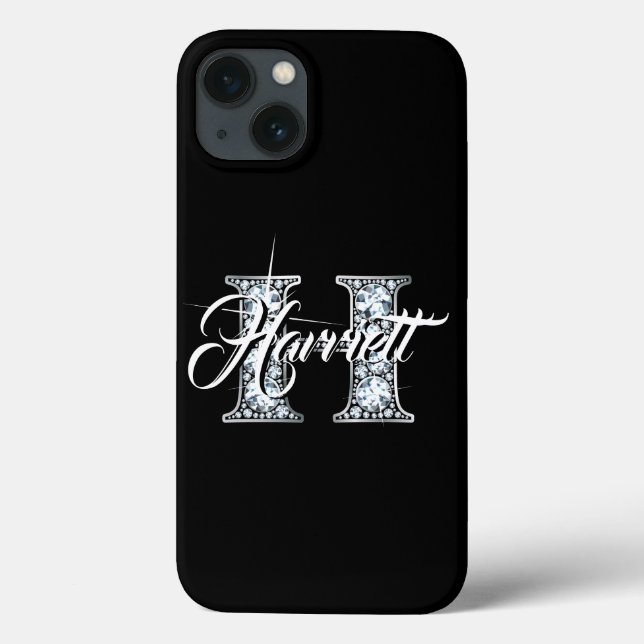 H Faux Diamond Bling Monogram Case-Mate iPhone Case (Back)