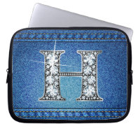 H Faux "Diamond" Denim Stitching Electronics Bag