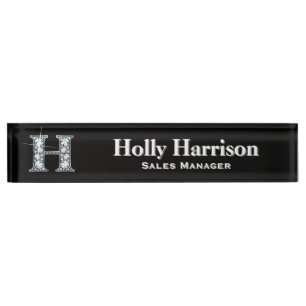 H Faux Diamond Desk Nameplate