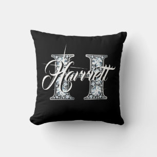 H Faux Diamond Monogram Cushion