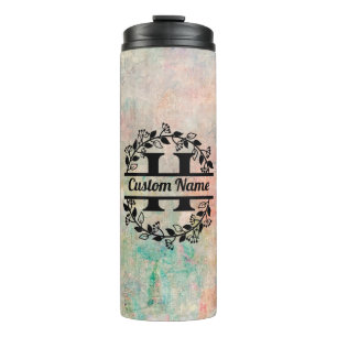 H Floral Monogram Letter Thermal Tumbler