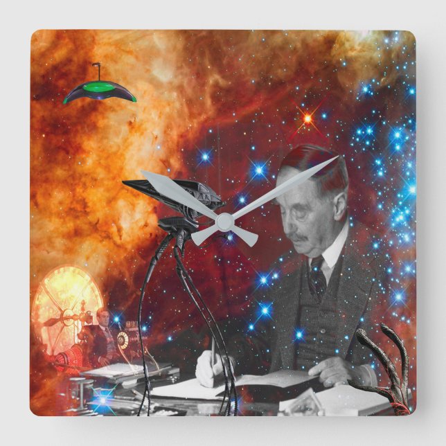 H.G.Wells Science Fiction Square Wall Clock (Front)