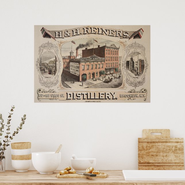 H.& H. Reiners Distillery Building In Brooklyn, Ny Poster (Kitchen)